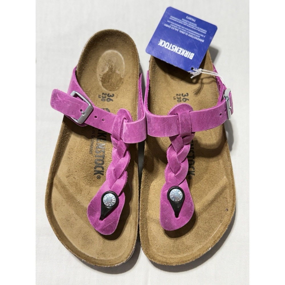 Birkenstock Gizeh Braided Festival Fuchsia Purple Oiled Leather Sandals NWT 36 5